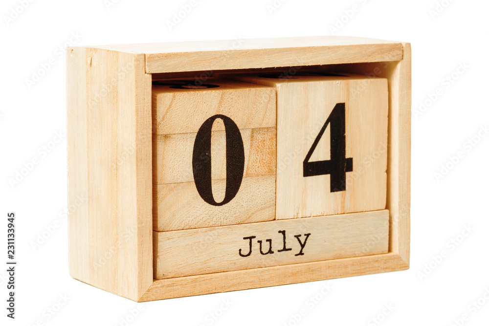 wood calendar isolated on white background