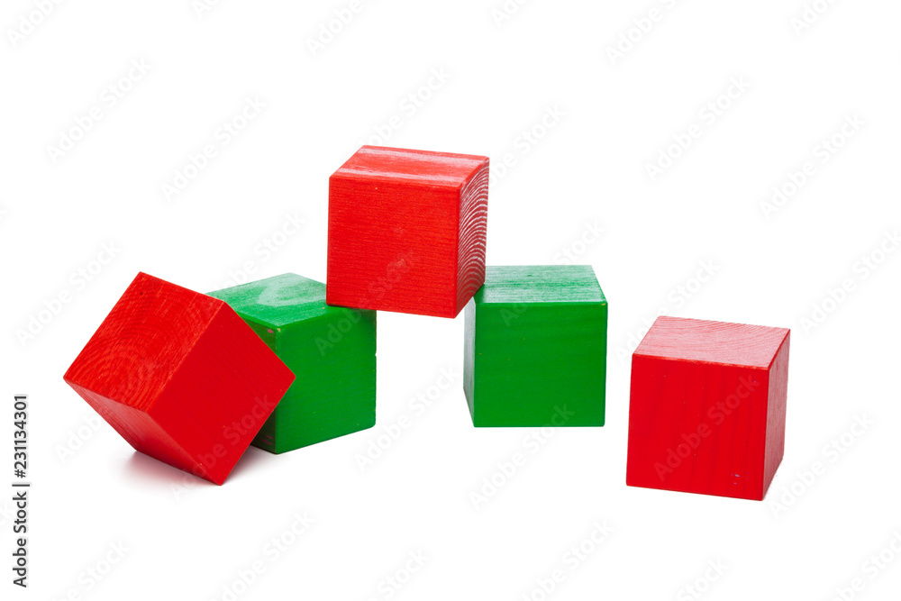 Wooden building blocks isolated on white background Wooden building blocks isolated on white background