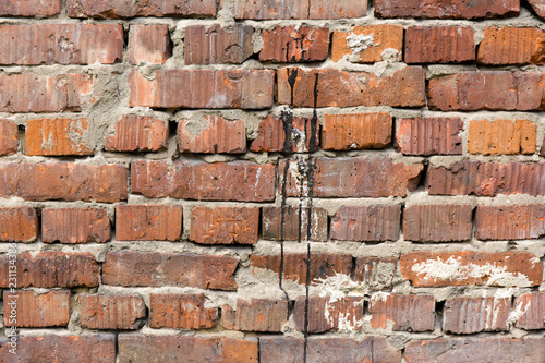 Close-up old brick wall. Grunge texture.
