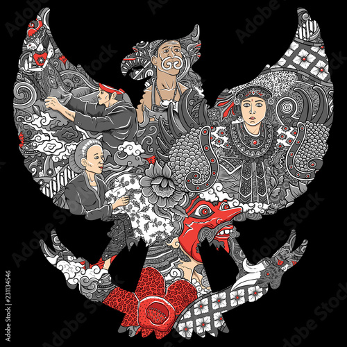 amazing indonesia culture in garuda silhouete