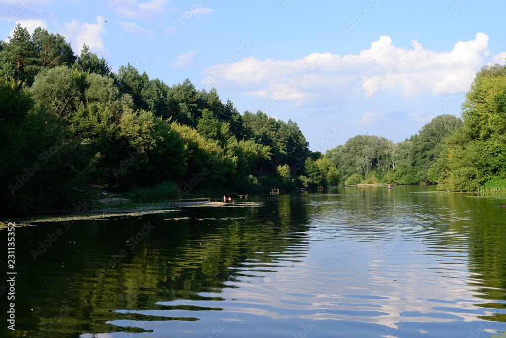 Sunny day on river