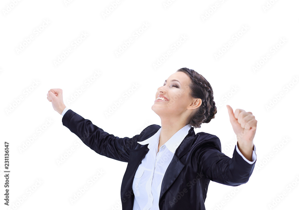 very happy business woman.isolated on white, photo with copy space very happy business woman.isolated on white, photo with copy space