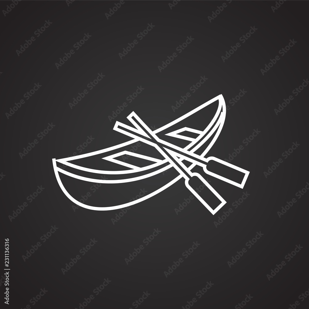 Boat thin line on black background icon Boat thin line on black background icon