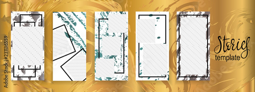 Trendy stories design template for fashion brand promotion on web app. Photo frame. Streaming. Mockup for photo.