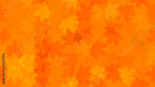 Flying maple leaves, raindrops. Autumn background. The idea of design of tiles, wallpaper, packaging, textiles, background.