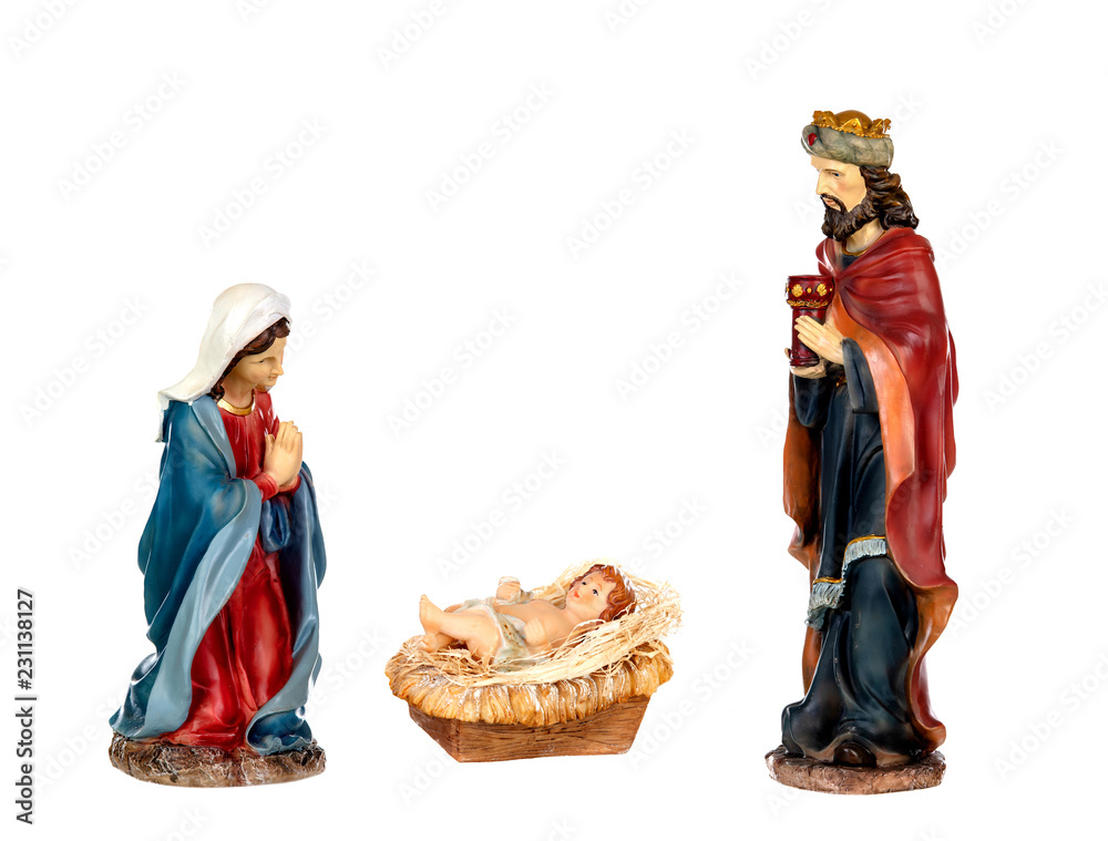 Scene of the nativity: Mary, Baby Jesus and a wise man, Caspar