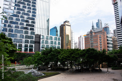 View landscape and cityscape with high building at Wan Chai city in Hong Kong, China © tuayai