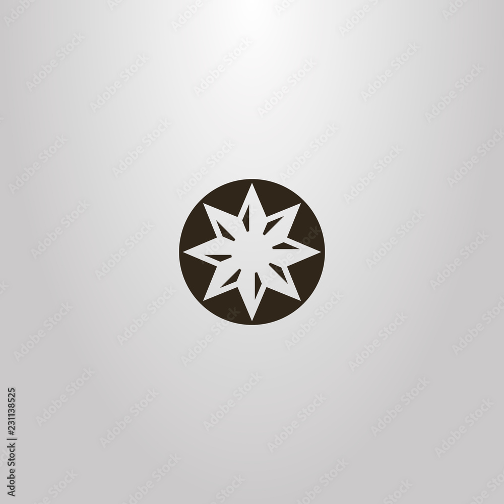black and white simple vector geometric negative space round sign of multi-pointed star black and white simple vector geometric negative space round sign of multi-pointed star
