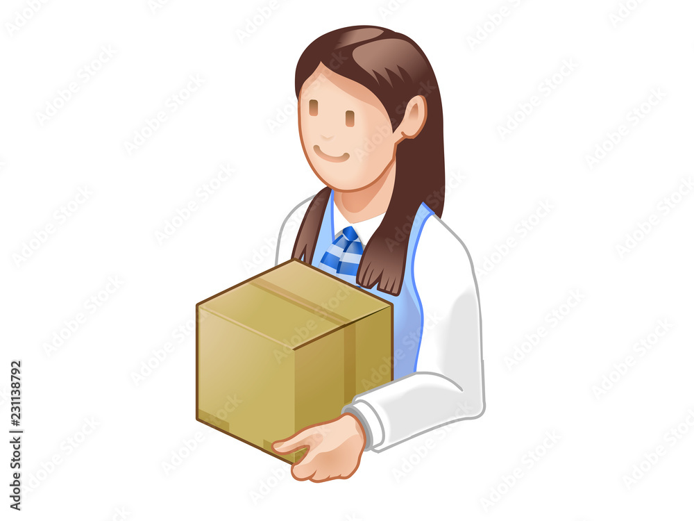 荷物を運ぶ女性会社員 荷物を運ぶ女性会社員