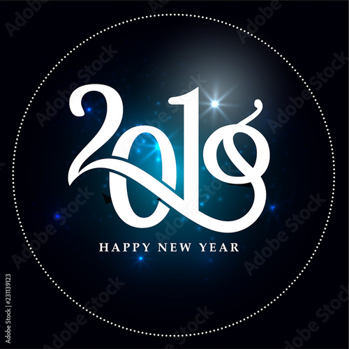 happy New year, abstract vector illustration of Christmas card with calligraphic inscription 2019 and congratulations with happy New year background of fireworks
