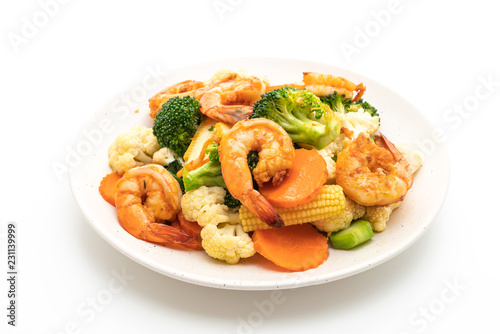 stir-fried mixed vegetable with shrimps