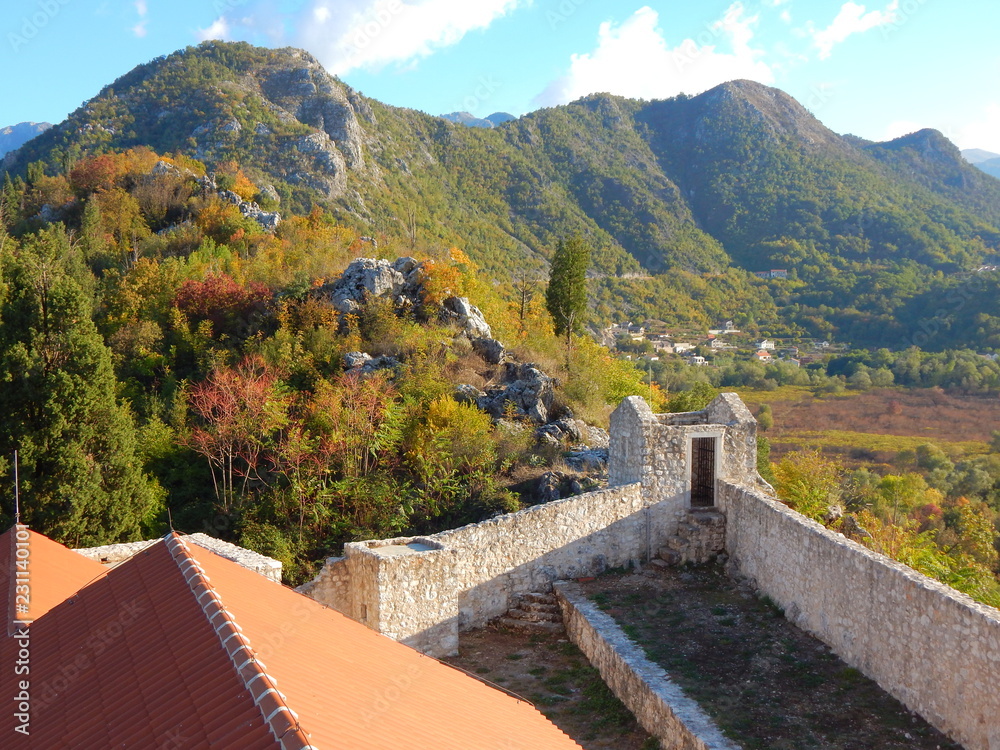 On the top of Besac castle in Montenegro On the top of Besac castle in Montenegro