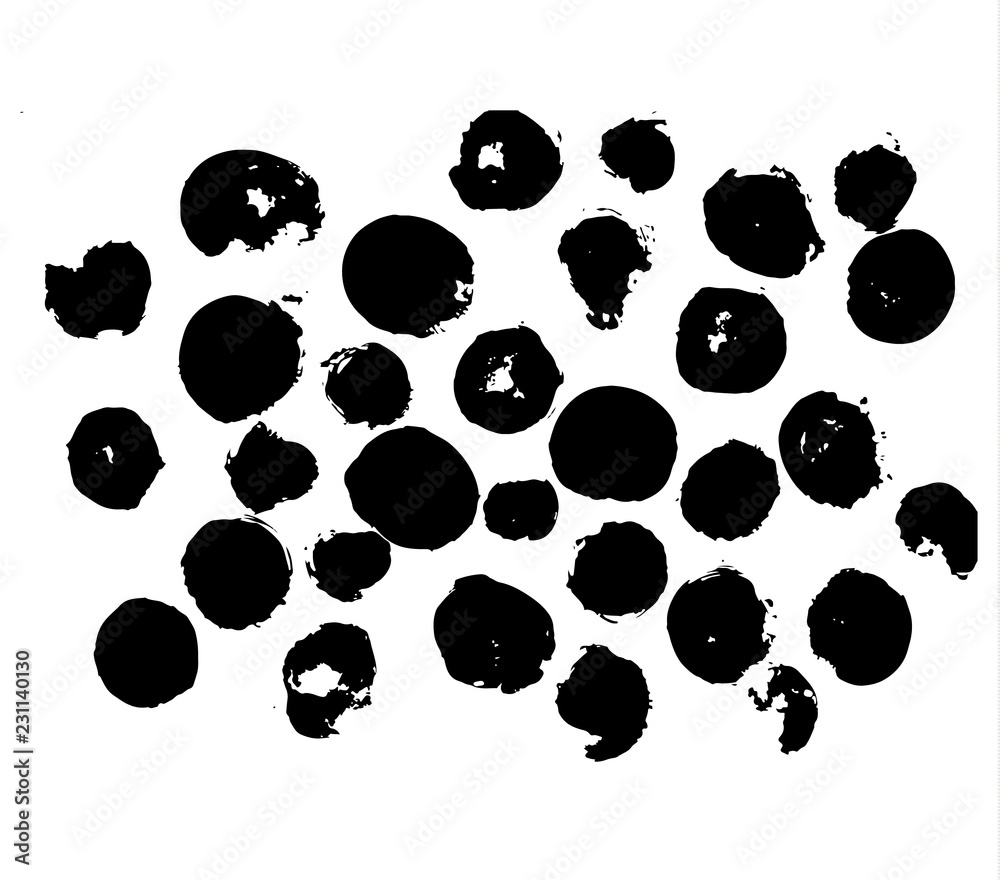 Fototapeta premium texture of black color watercolor abstract shape. paint strokes in the form of circles.