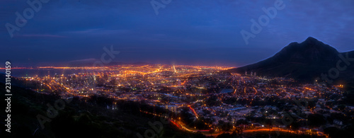 Cape Town City At Sunset And Blue Hour