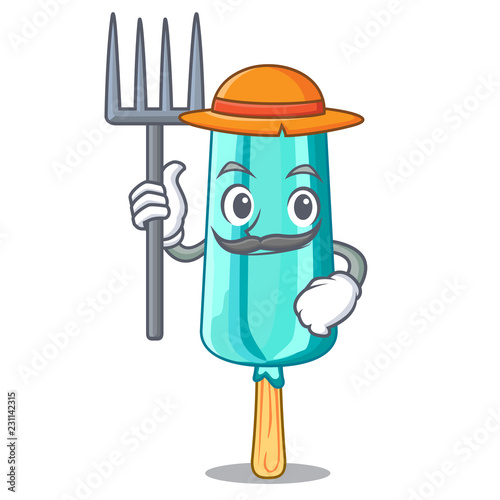 Farmer fruit ice cream on stick cartoon