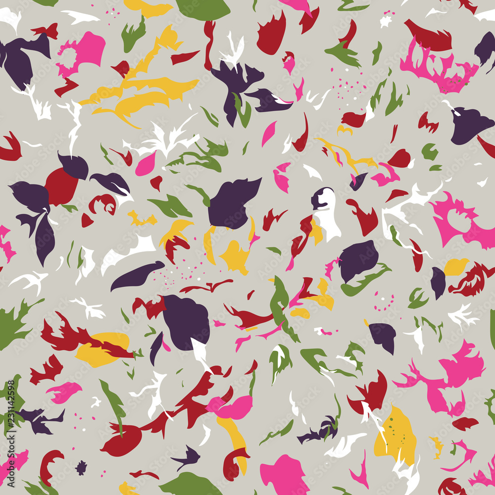 Seamless pattern design with abstract colorful shapes