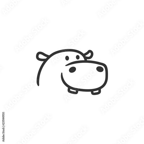 Fotótapéta hippo logo line outline mascot character
