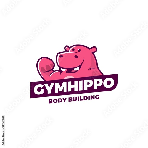 gym hippo logo vector sport illustration emblem