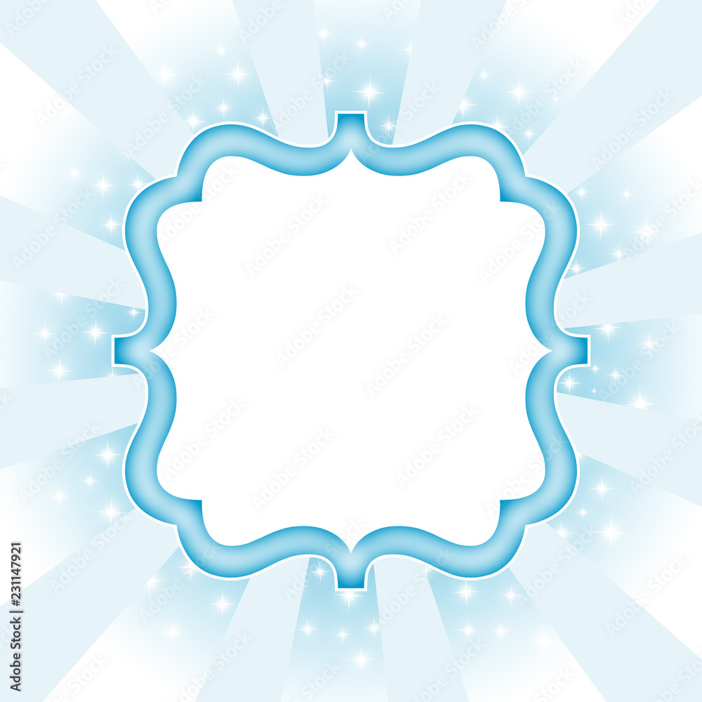 Blue and white sunburst with frame for your message background Blue and white sunburst with frame for your message background