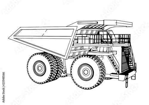 sketch of a big truck vector