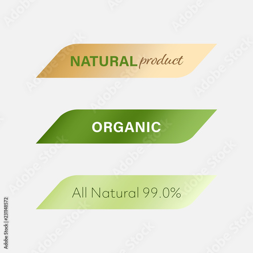 natural label and organic label green. modern banner and badges design.