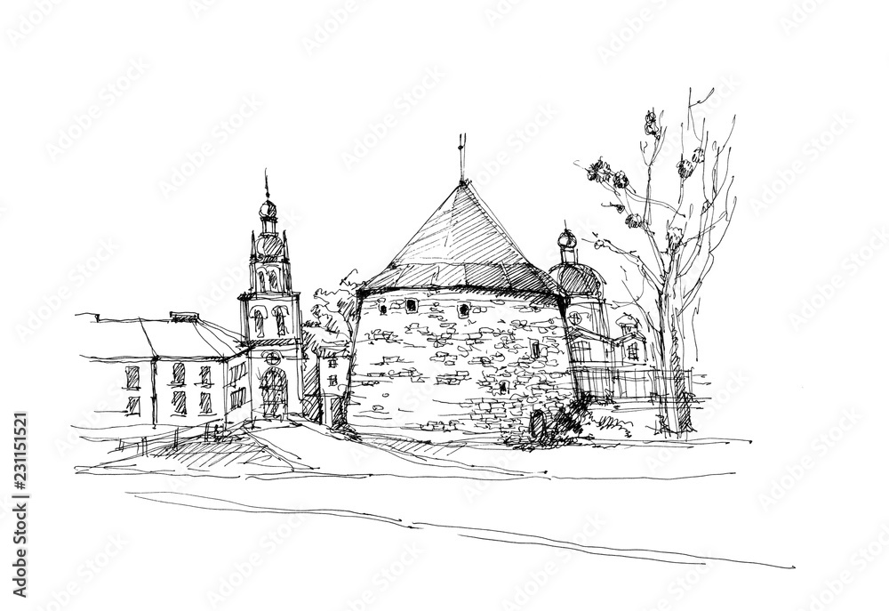 Sketch of old round tower