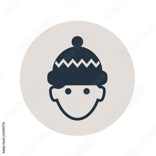 Icono plano hombre con gorro de lana en circulo gris