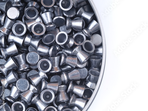 bullets for a pneumatic gun on a white background