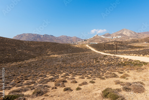 Wild and dry Serifos island with lovely hills and beautiful whitewashed houses. Cyclades  Greece