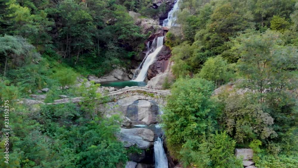view to amasing waterfall in mountains view to amasing waterfall in mountains