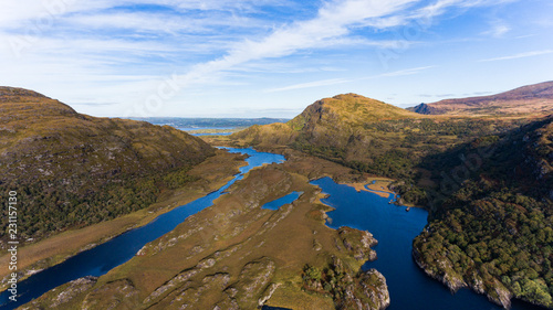Aerial view of Killarney National Park on the Ring of Kerry during autumn,County Kerry, Ireland