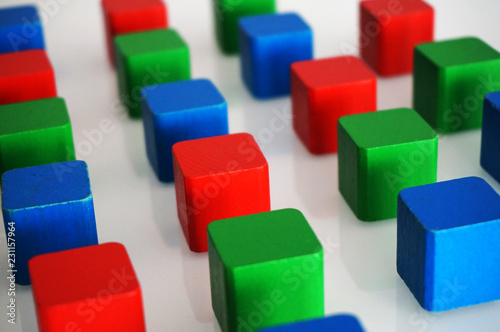 RGB red green blue wooden toy blocks