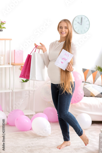 Beautiful pregnant woman at...