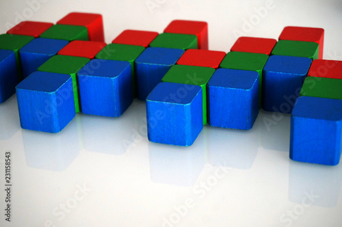 RGB red green blue wooden toy blocks