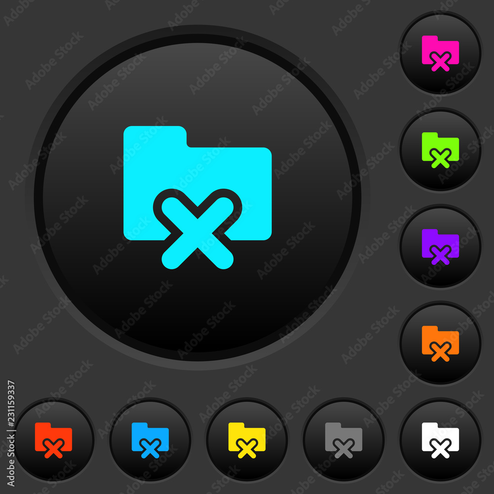 Cancel folder dark push buttons with color icons Cancel folder dark push buttons with color icons