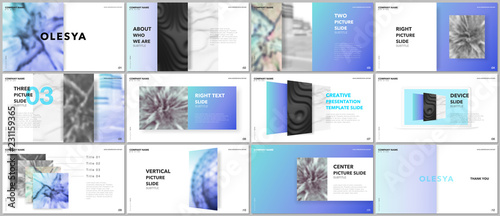 Minimal presentations design, portfolio vector templates with elements on white background. Multipurpose template for presentation slide, flyer leaflet, brochure cover, report, marketing, advertising.
