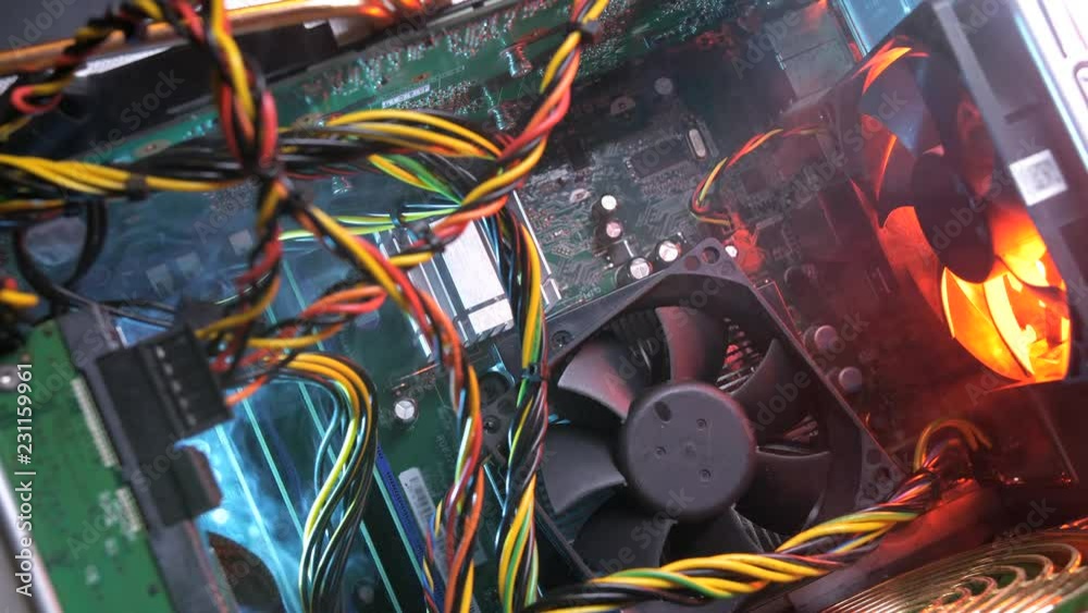 Inside computer malfunction software crash with smoke - 3 shots; finger tapping on keyboard - computer error message on screen - available in 4K