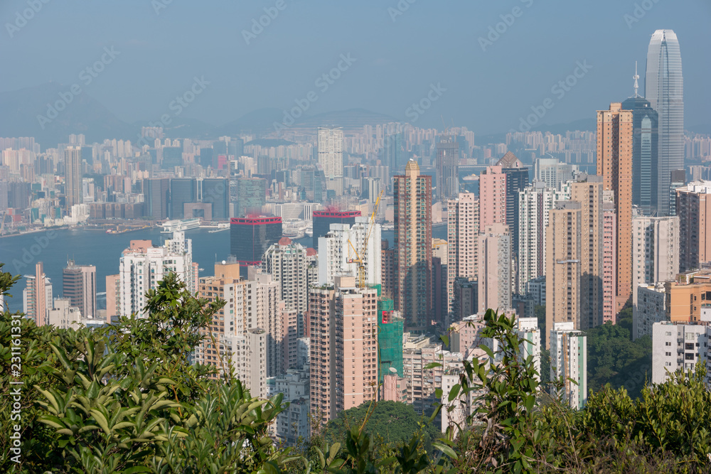 Naklejka premium Hong Kong Skyline View From Victoria Peak