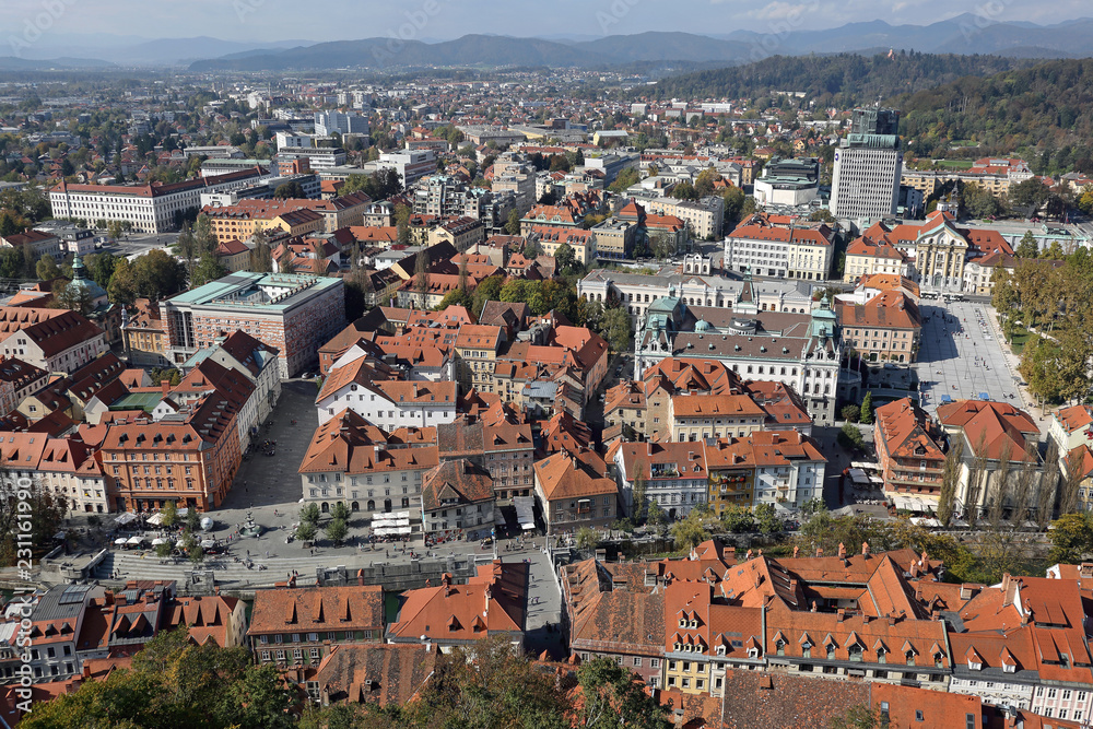 Obraz premium Aerial Ljubljana Slovenia