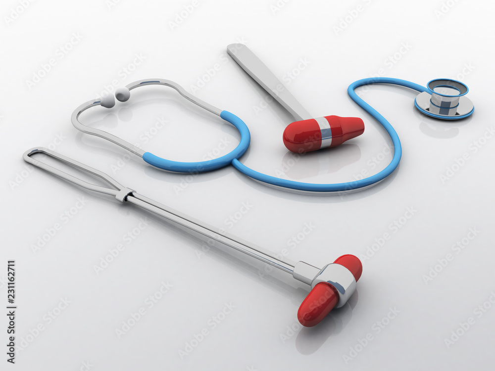3d rendering stethoscope with somatology hammer 3d rendering stethoscope with somatology hammer