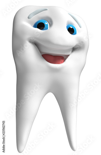 White smiling tooth. 3d illustration.