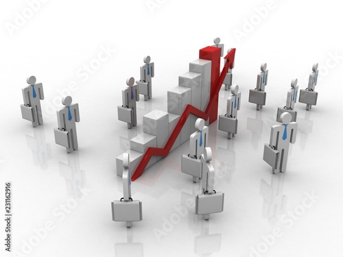 3d rendering Stock market online business concept. business Graph successful business team 