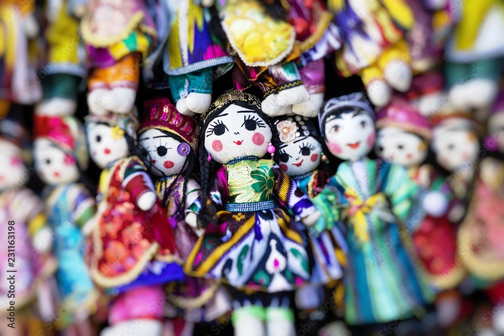 Traditional oriental doll in local bazaar, Uzbekistan