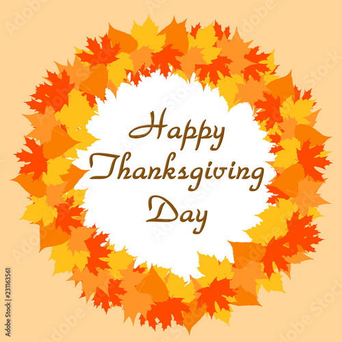 Happy Thanksgiving day card on white background illustration.