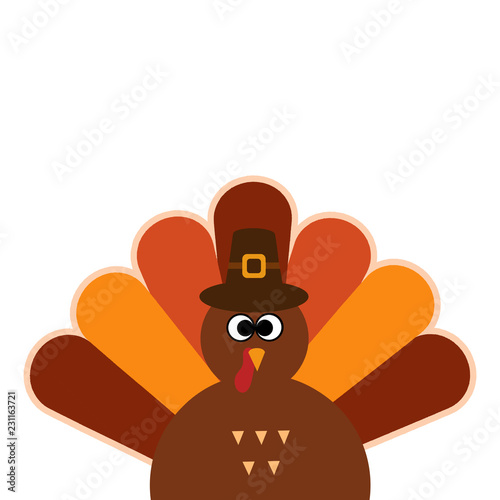 Happy Thanksgiving Cartoon Turkey on white background Thanksgiving poster.