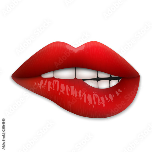 Realistic 3d red lips isolated