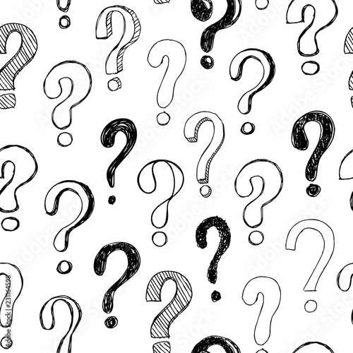 Seamless pattern with hand drawn doodle questions marks. Vector illustration