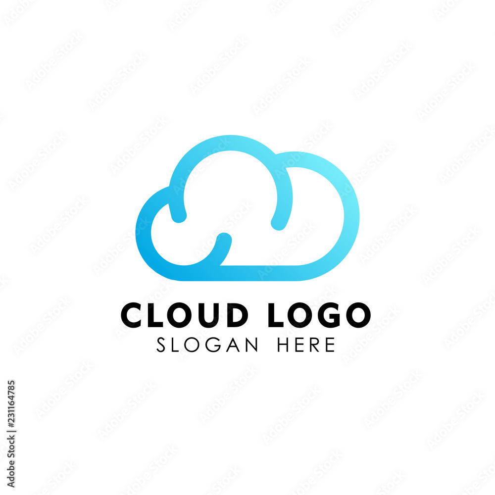 cloud tech logo design in line art style. cloud logo design vector icon cloud tech logo design in line art style. cloud logo design vector icon