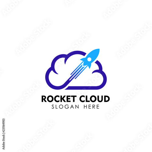 rocket cloud logo design template. cloud tech logo design template