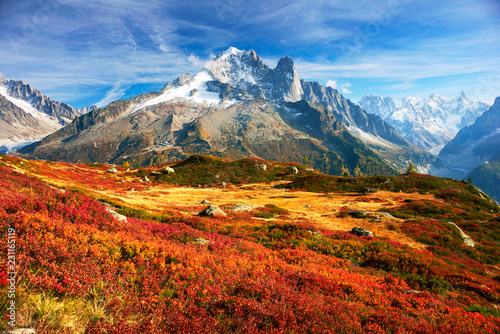 Obraz na płótnie Red autumn Chamonix in the Alps w salonie